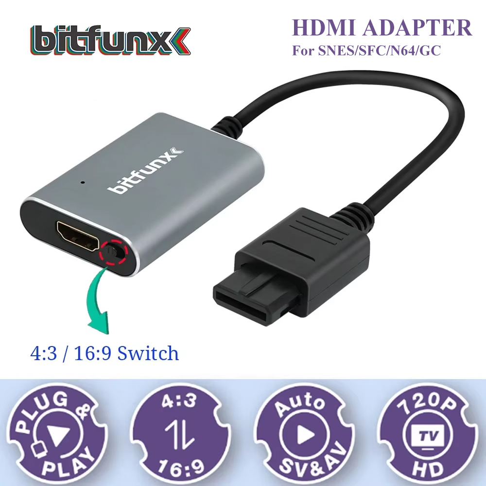 Gaming Console All In One - Adaptador Bitfunx 720P Svideo / AV