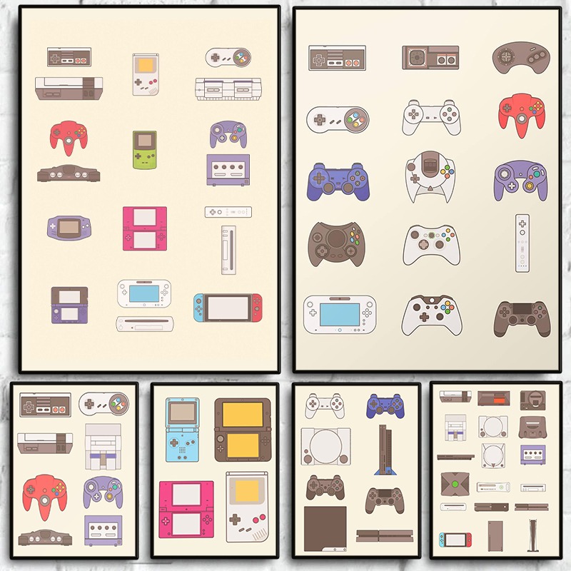 Gaming Console Video Game - Pôster de Evolução de Videogames Portáteis