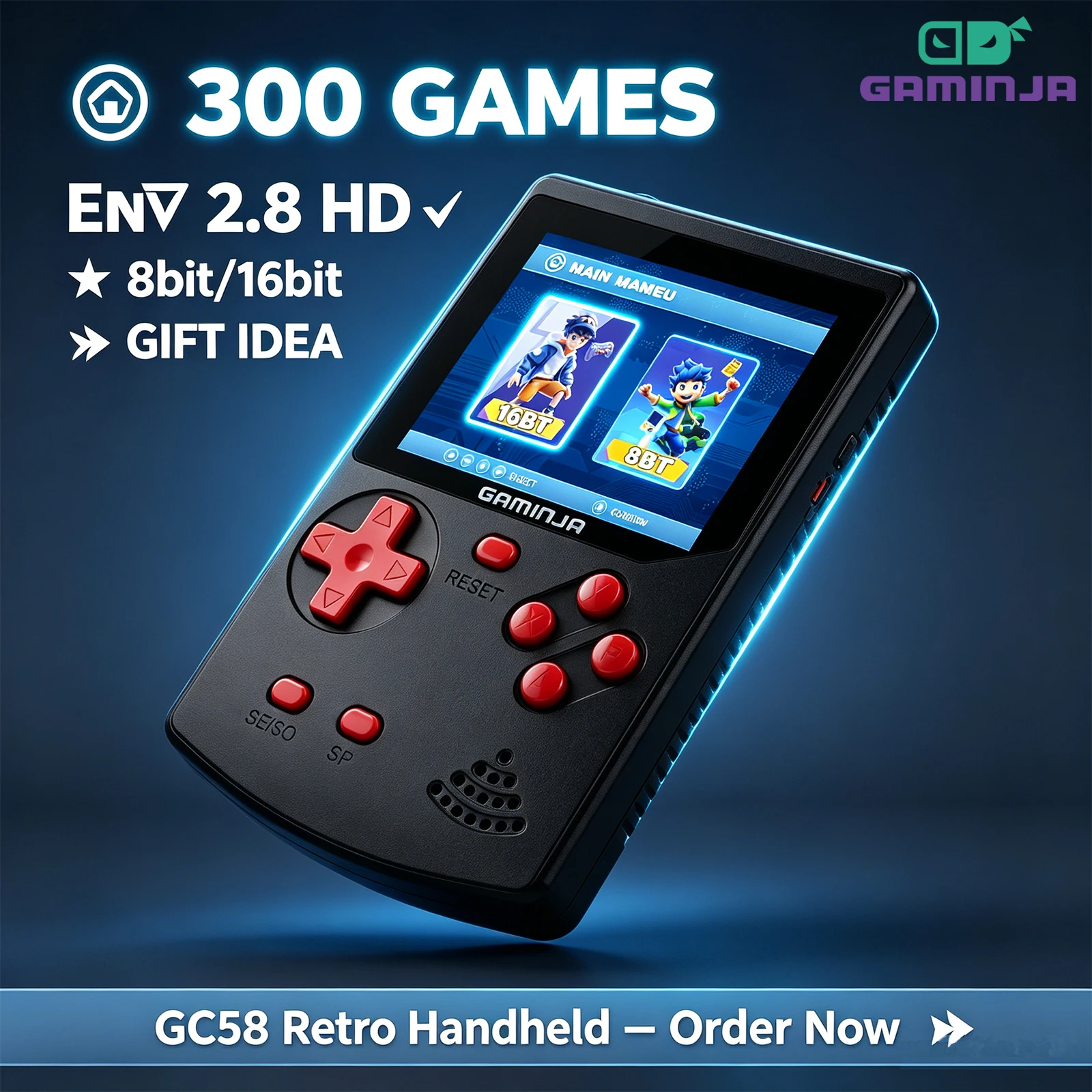 Gaming Console Handheld Android - Console de Jogo Portátil GAMINJA com