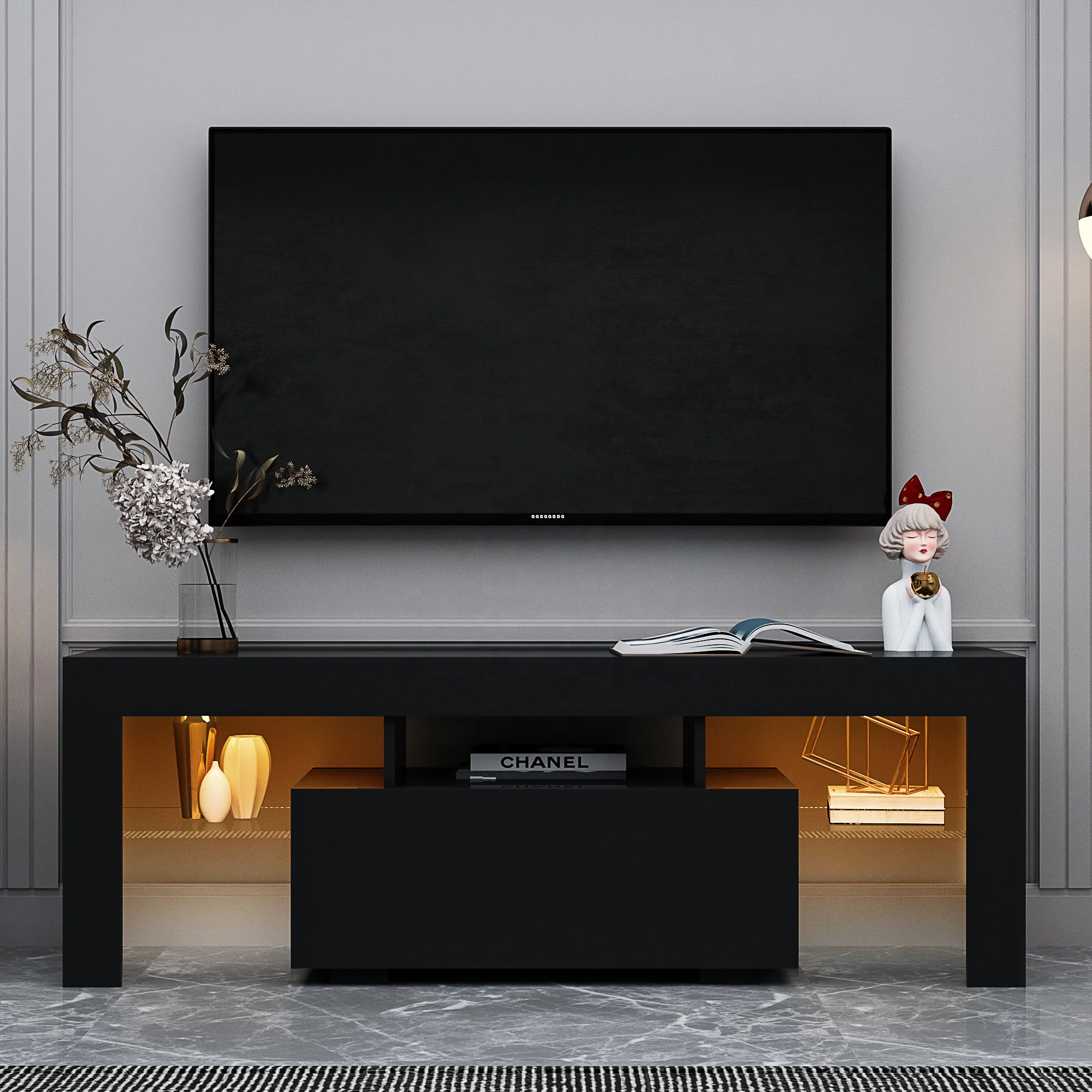 # Suporte de TV preto com luze - Gaming Console Tv Stand avaliação e preço