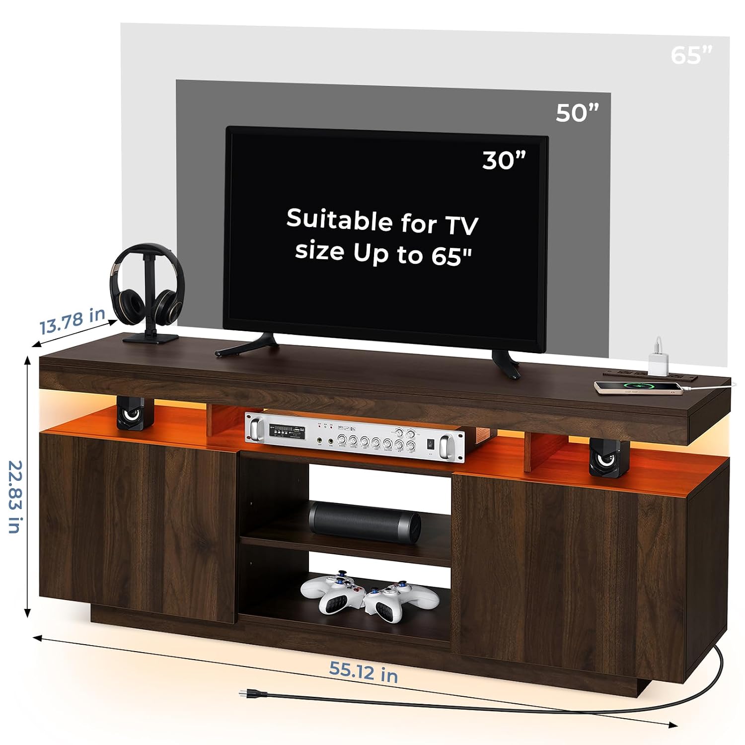 Suporte para TV LED com Tomada - Gaming Console Tv Stand avaliação e preço